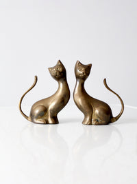 pair of mid-century brass cat figurines