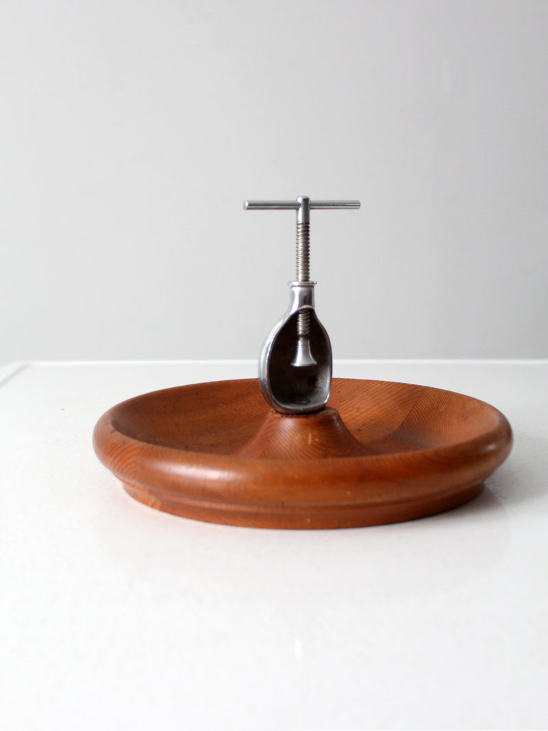 vintage walnut nutcracker bowl