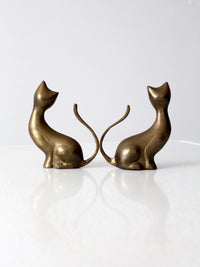 pair of mid-century brass cat figurines