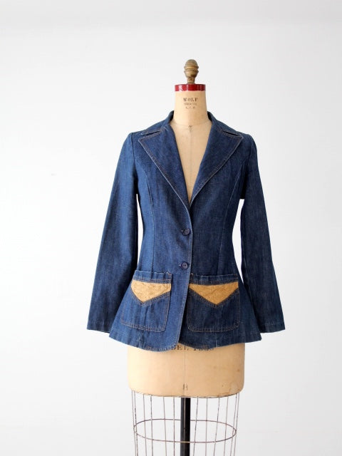 vintage 1970s tailored denim blazer by Gitcha Covered Up