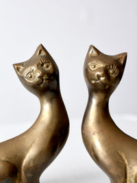 pair of mid-century brass cat figurines