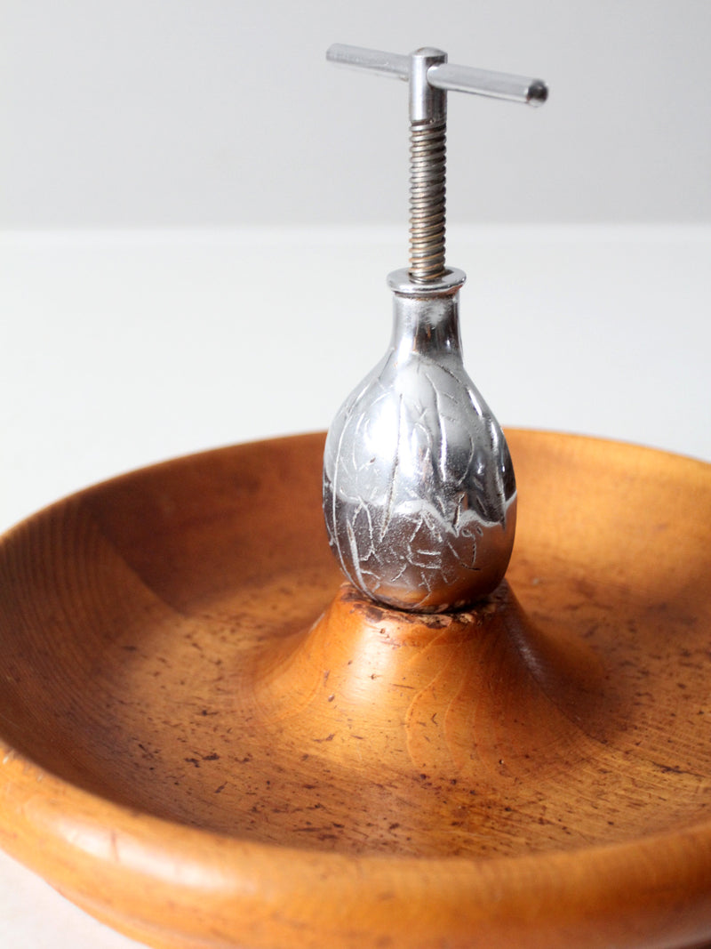 vintage walnut nutcracker bowl