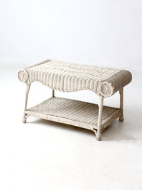 antique white wicker coffee table