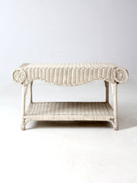 antique white wicker coffee table