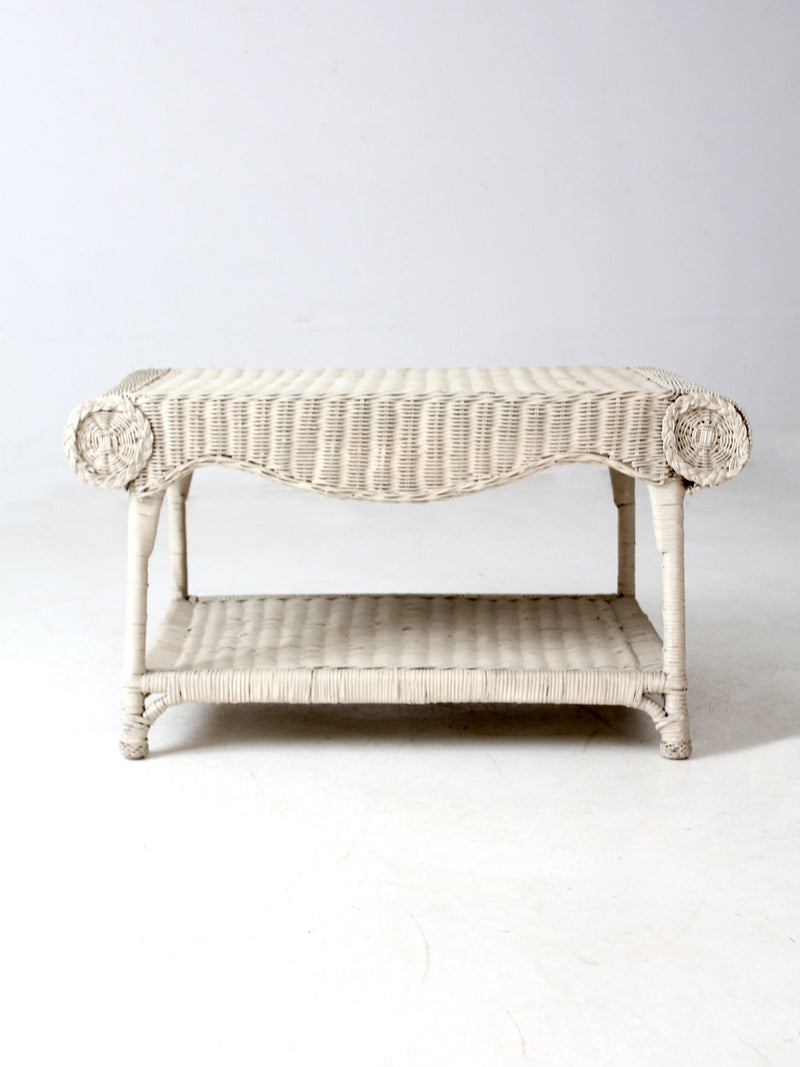 antique white wicker coffee table