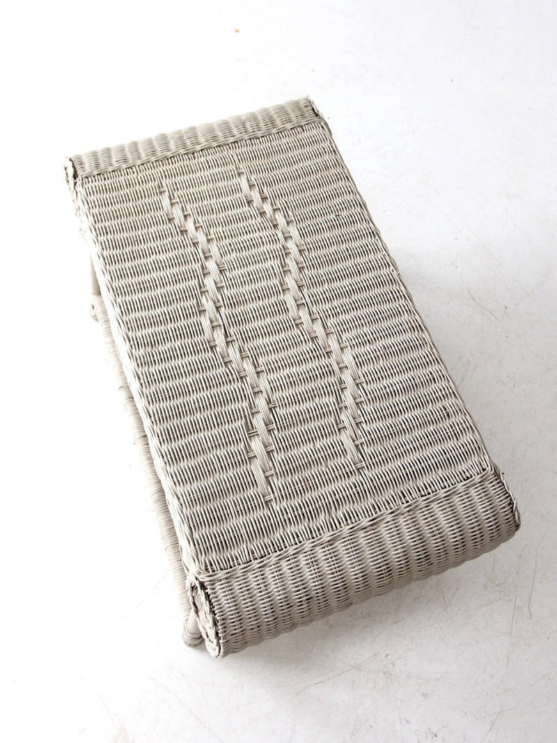 antique white wicker coffee table