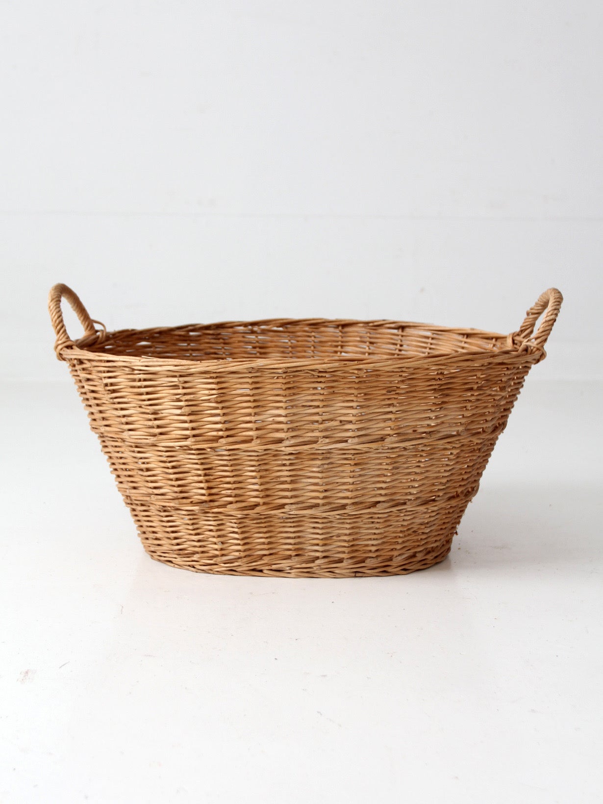 antique French country wicker laundry basket