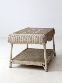 antique white wicker coffee table