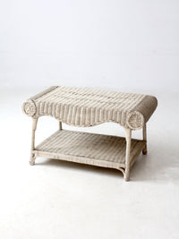 antique white wicker coffee table