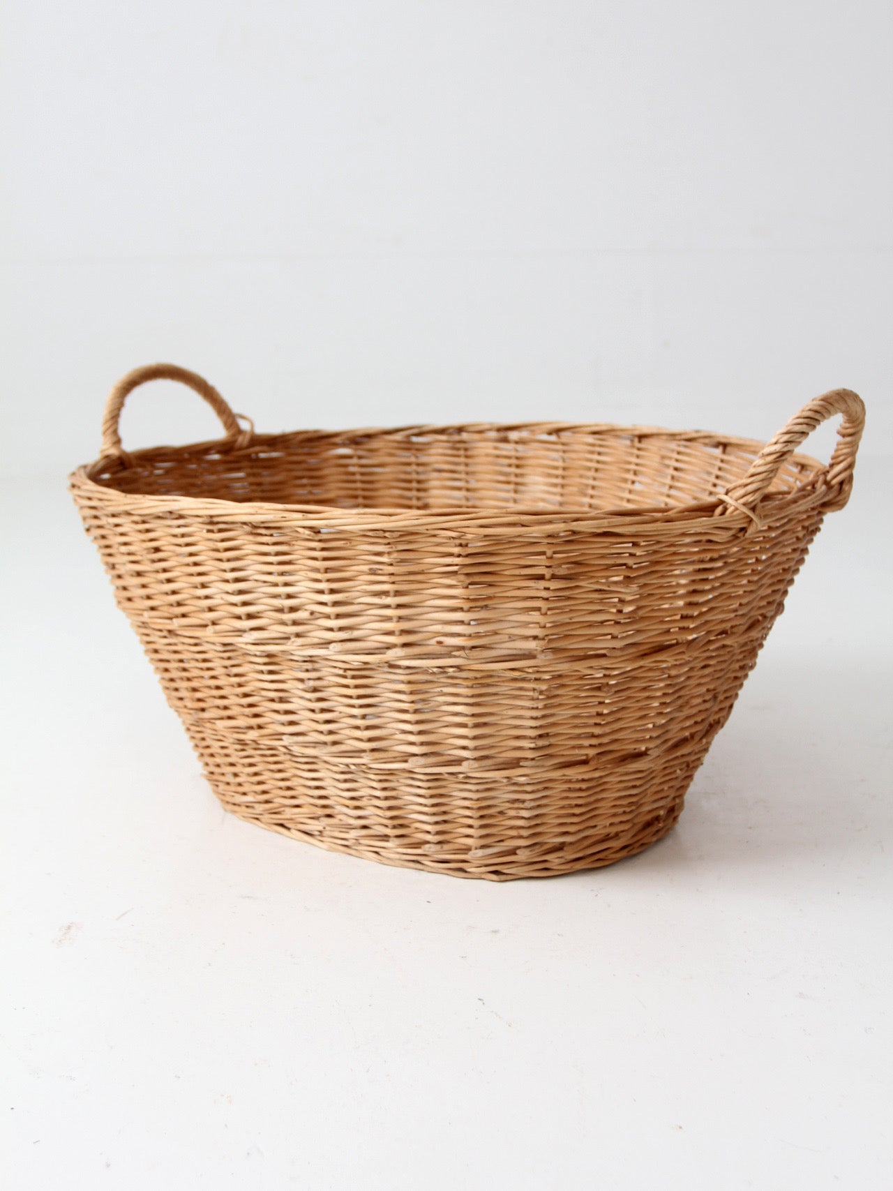 antique French country wicker laundry basket