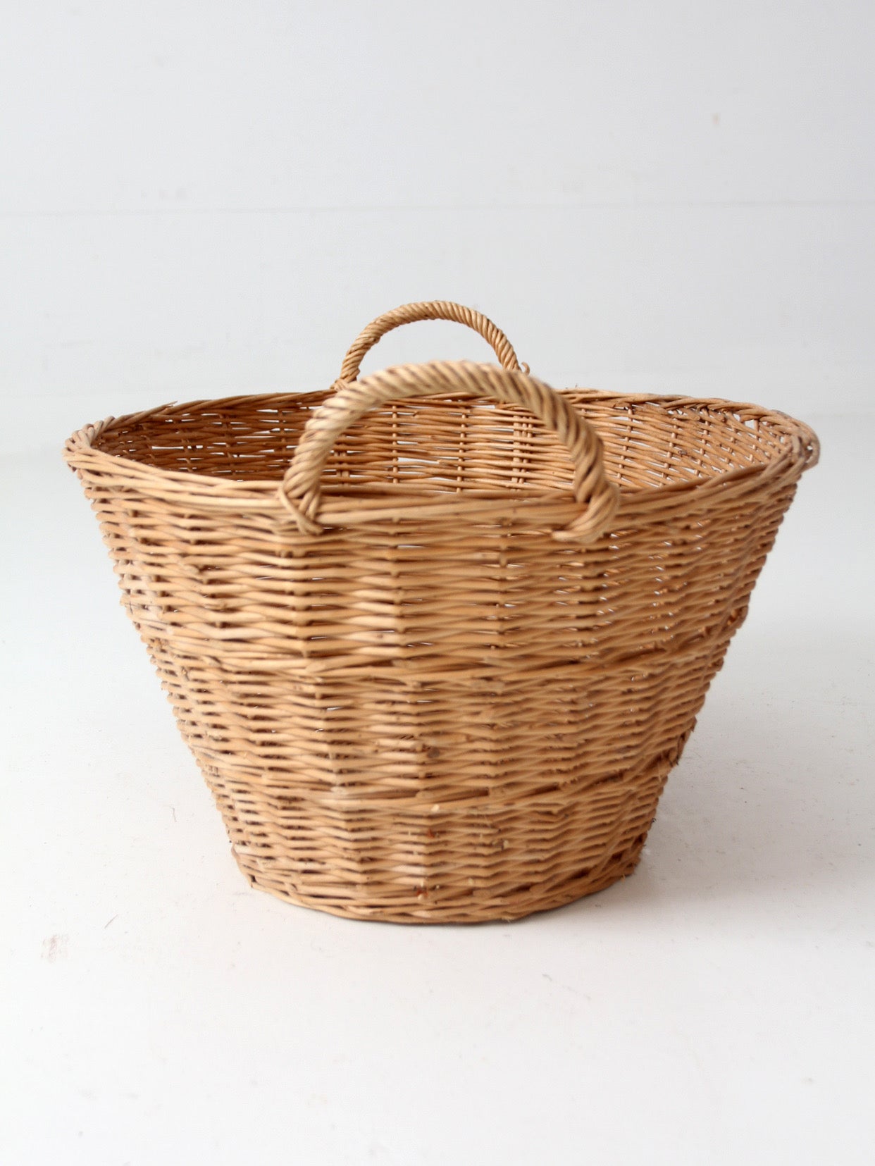 antique French country wicker laundry basket