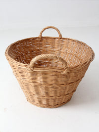 antique French country wicker laundry basket