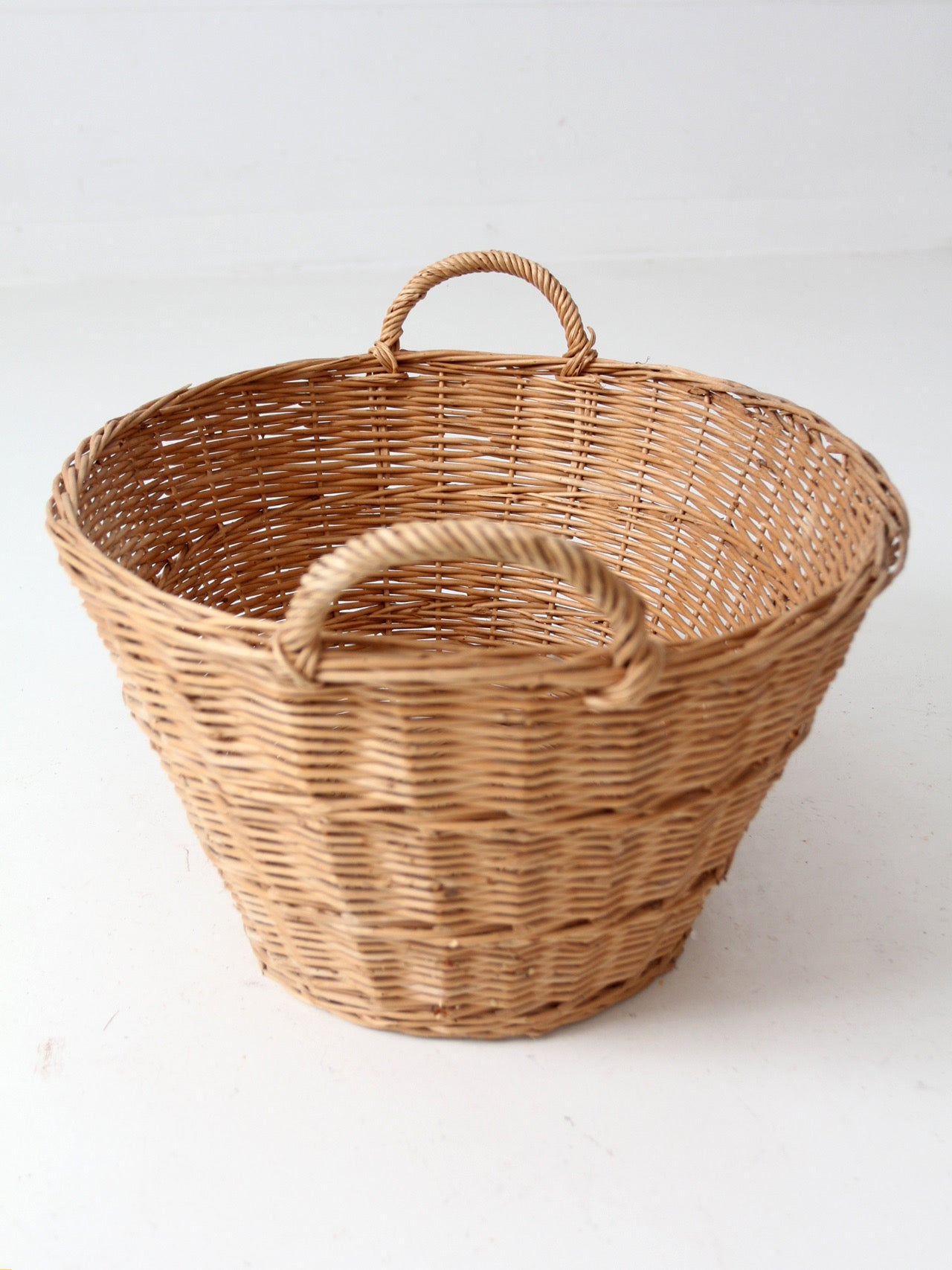 antique French country wicker laundry basket