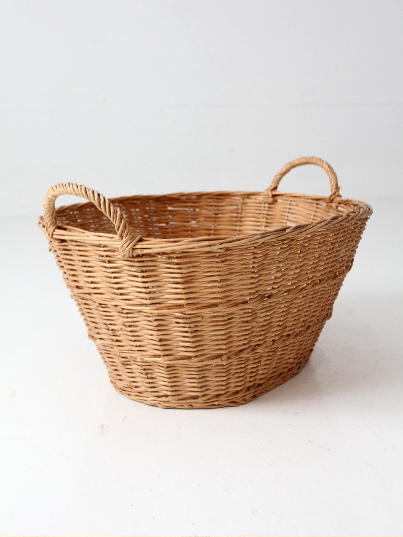 antique French country wicker laundry basket