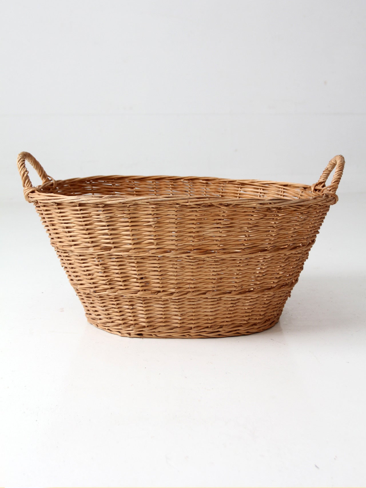 antique French country wicker laundry basket