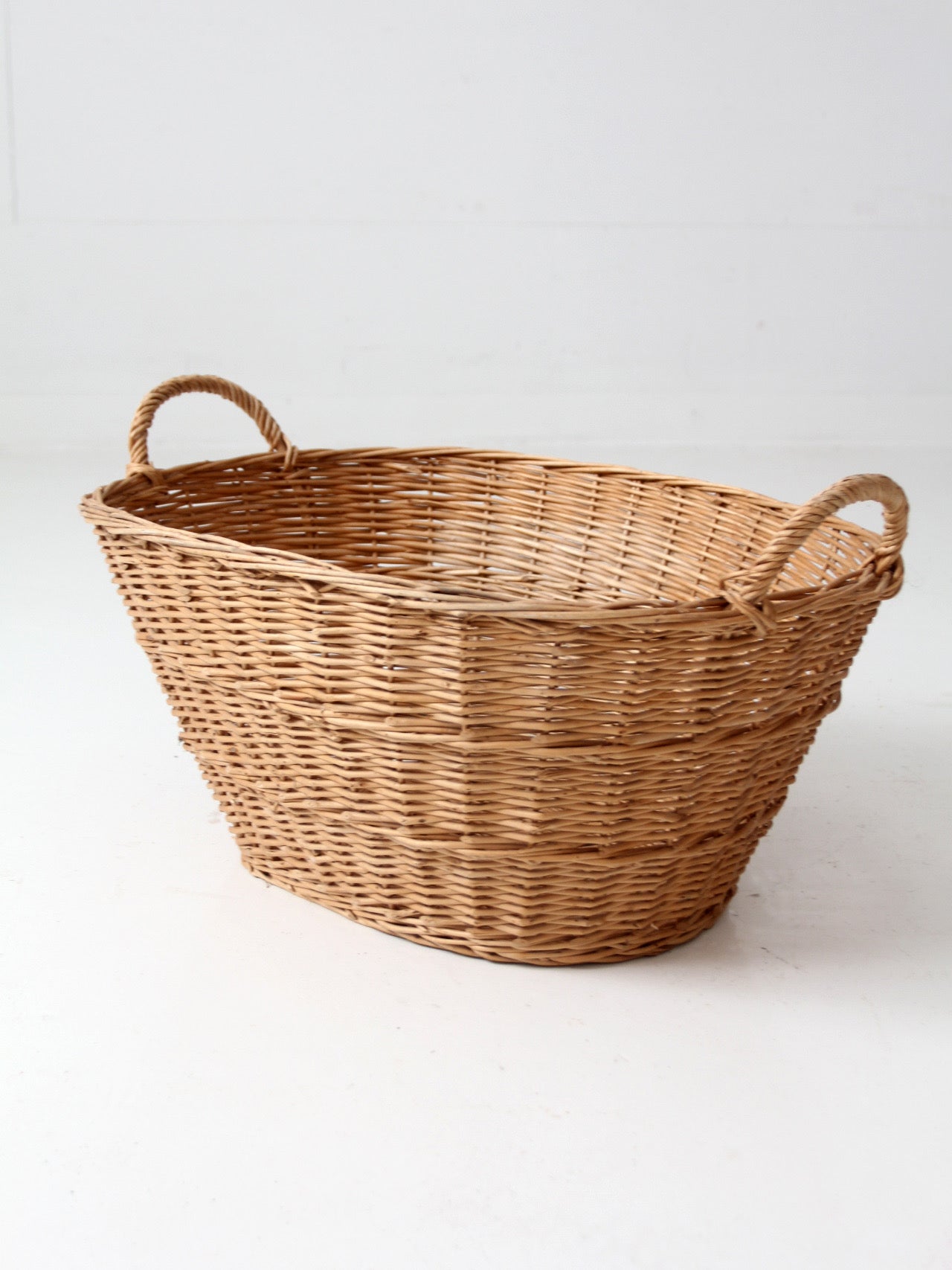 antique French country wicker laundry basket