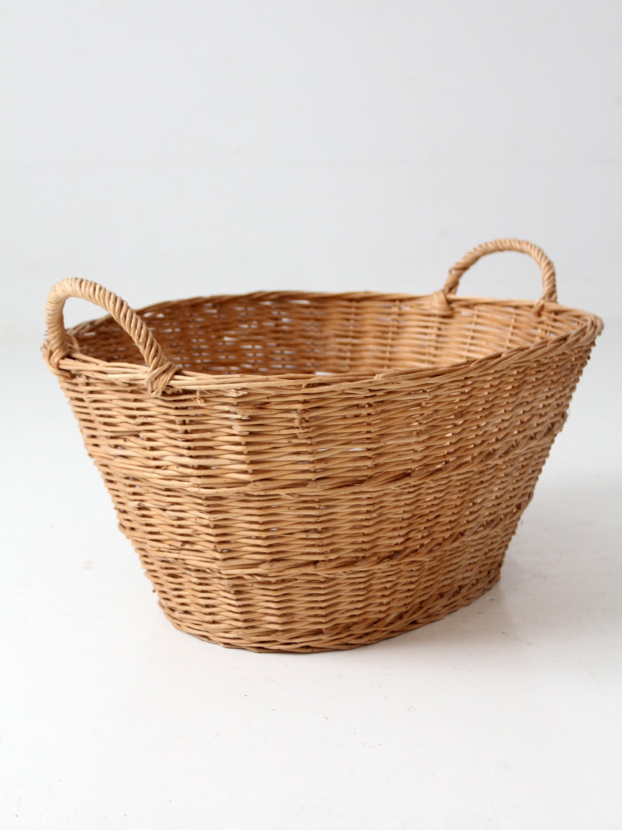 antique French country wicker laundry basket