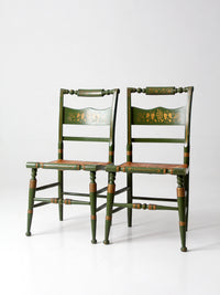 vintage Tell City green stenciled chairs pair
