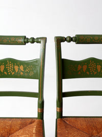 vintage Tell City green stenciled chairs pair