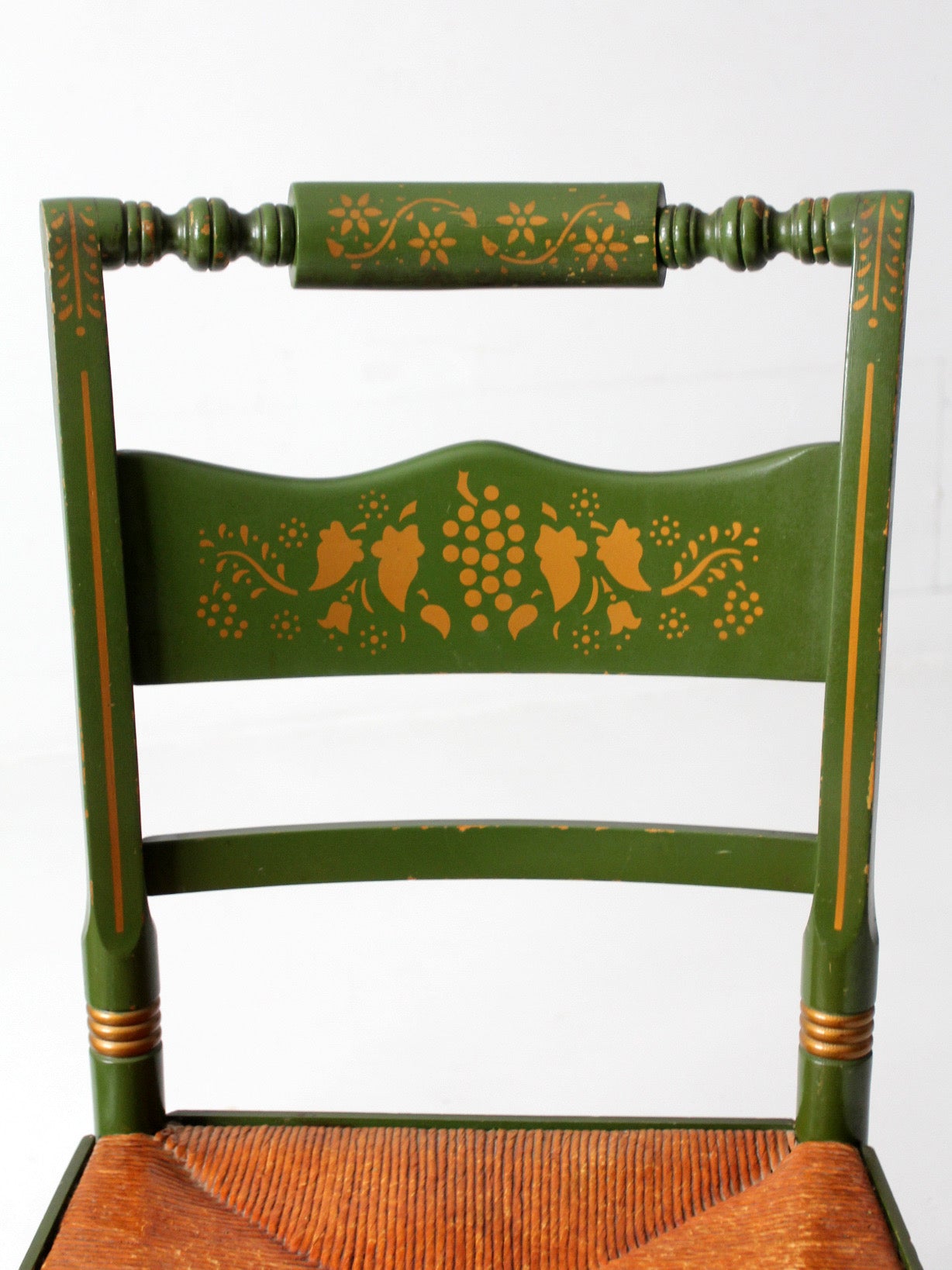 vintage Tell City green stenciled chairs pair