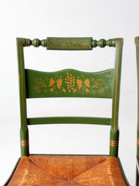 vintage Tell City green stenciled chairs pair
