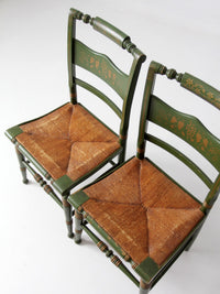 vintage Tell City green stenciled chairs pair