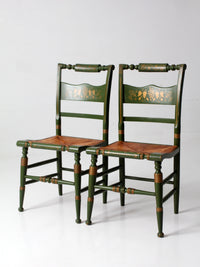 vintage Tell City green stenciled chairs pair