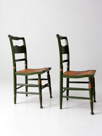 vintage Tell City green stenciled chairs pair