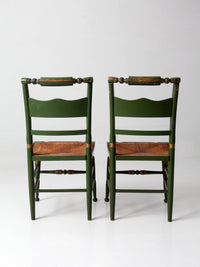 vintage Tell City green stenciled chairs pair