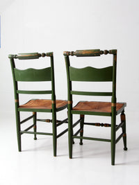 vintage Tell City green stenciled chairs pair