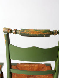 vintage Tell City green stenciled chairs pair