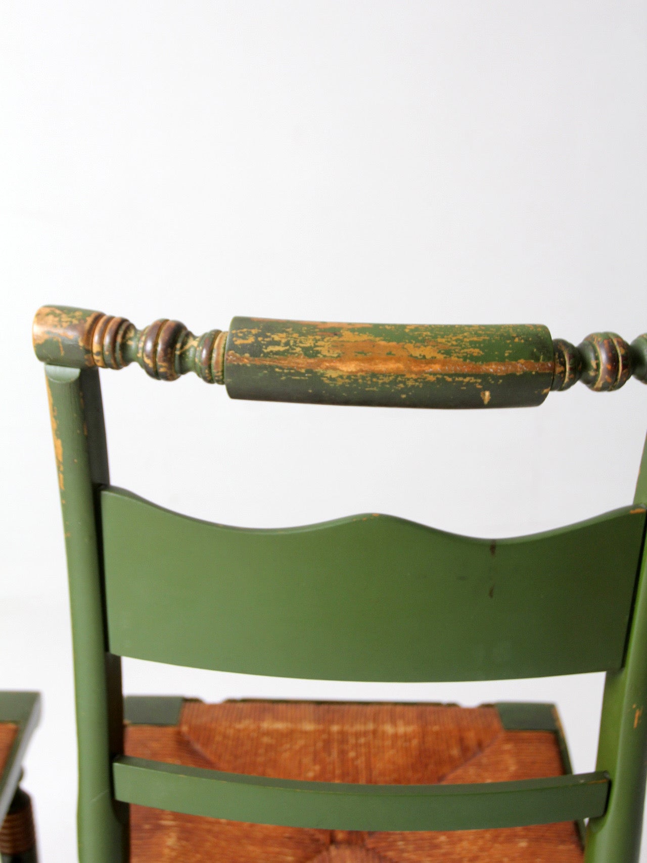 vintage Tell City green stenciled chairs pair