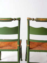 vintage Tell City green stenciled chairs pair