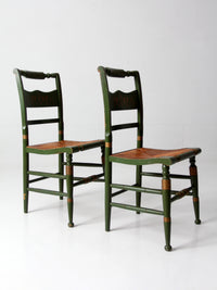 vintage Tell City green stenciled chairs pair