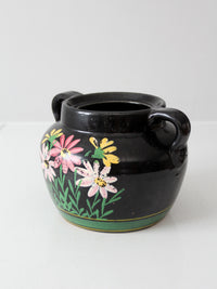 vintage hand painted floral pottery vase