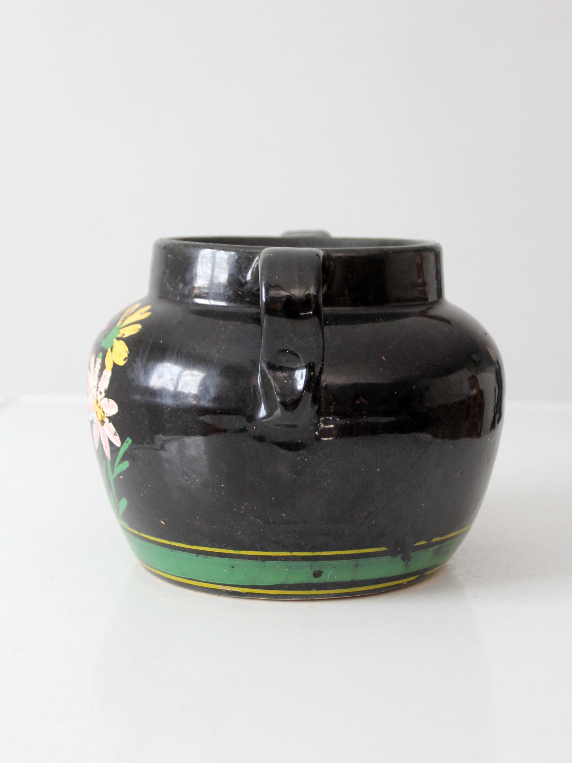 vintage hand painted floral pottery vase