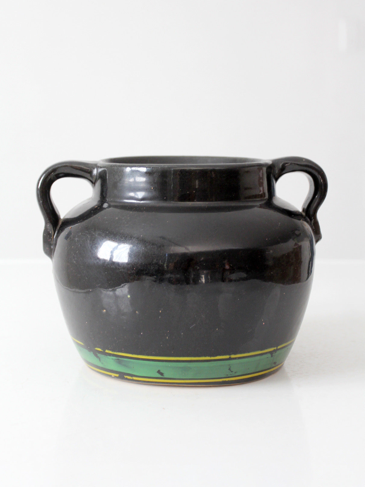 vintage hand painted floral pottery vase