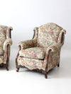 antique French Provincial floral sofa and armchair set
