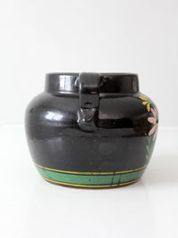 vintage hand painted floral pottery vase
