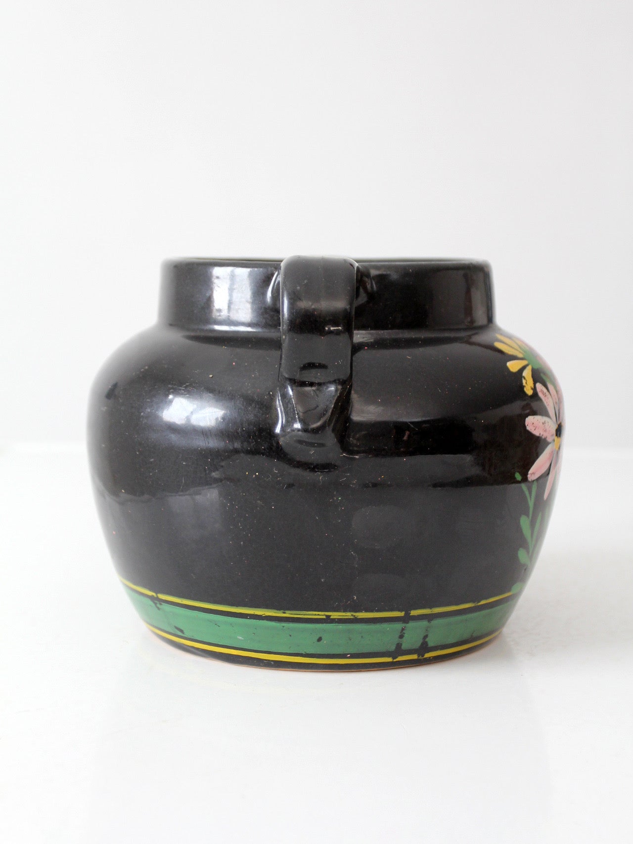vintage hand painted floral pottery vase