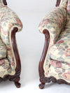 antique French Provincial floral sofa and armchair set