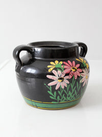 vintage hand painted floral pottery vase