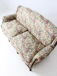 antique French Provincial floral sofa and armchair set