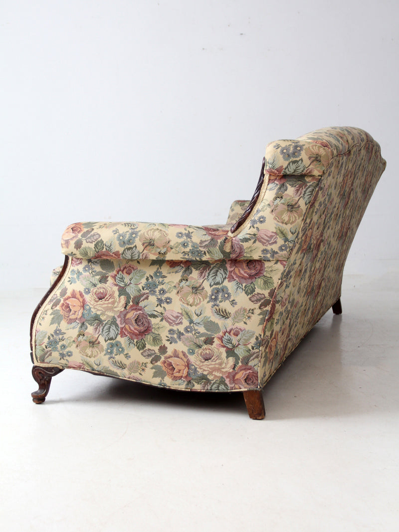antique French Provincial floral sofa and armchair set