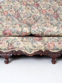 antique French Provincial floral sofa and armchair set