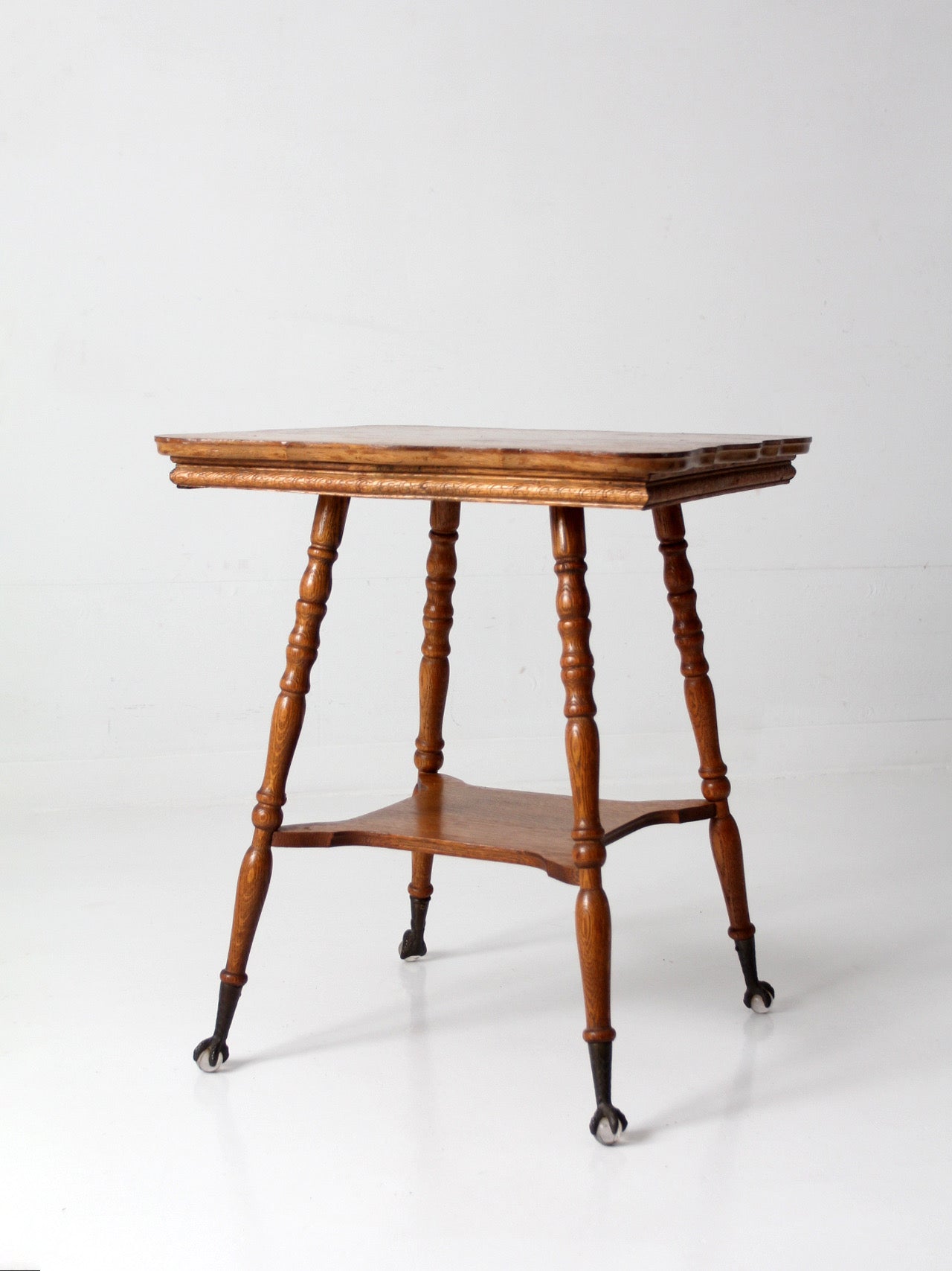 antique Edwardian oak side table ball and claw feet