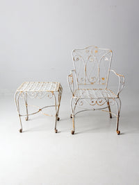 vintage wrought iron arm chair and table set
