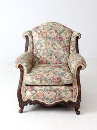 antique French Provincial floral sofa and armchair set