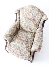 antique French Provincial floral sofa and armchair set