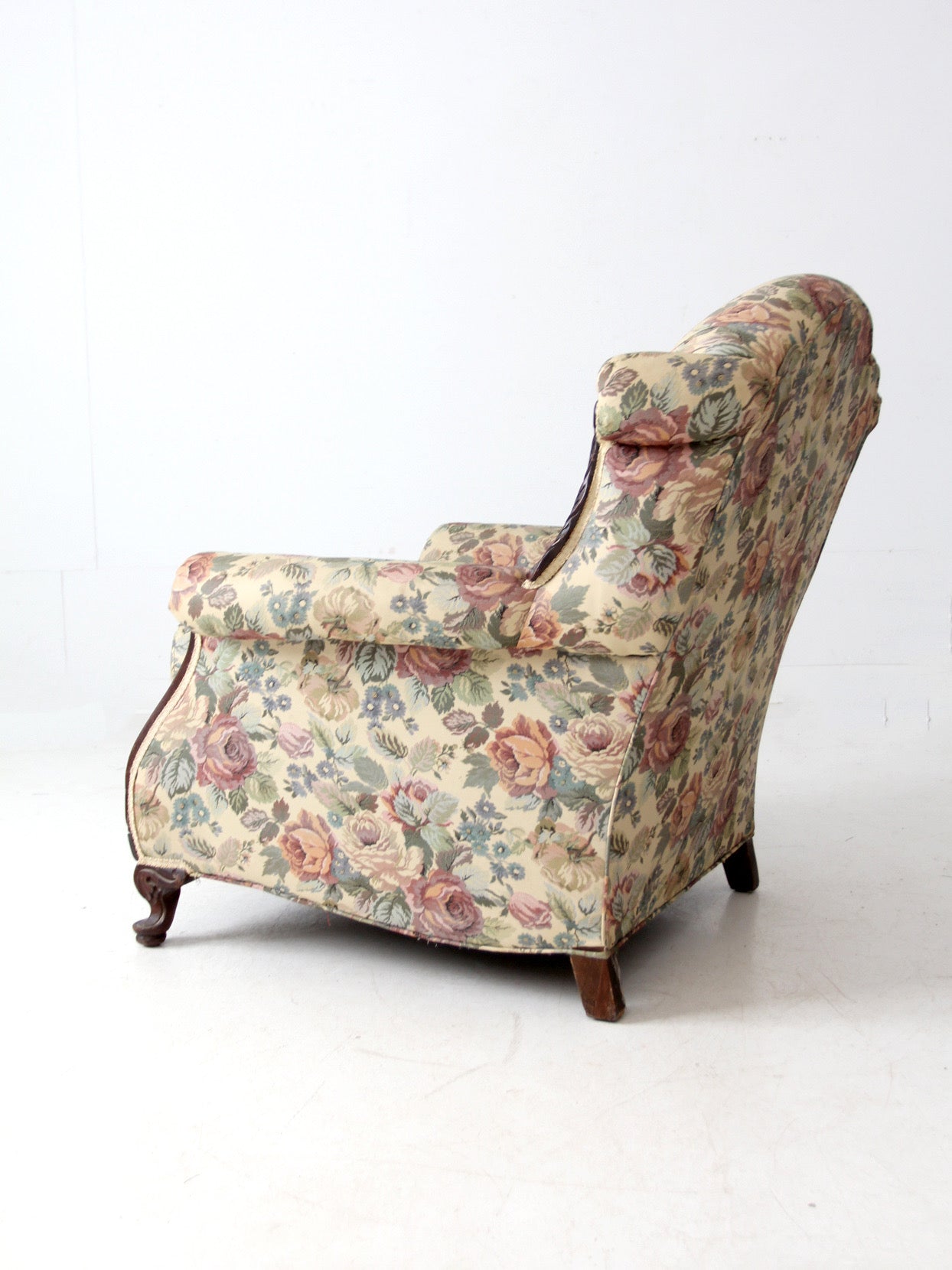 antique French Provincial floral sofa and armchair set